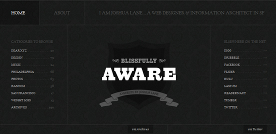 Blissfully Aware, Black and White Website