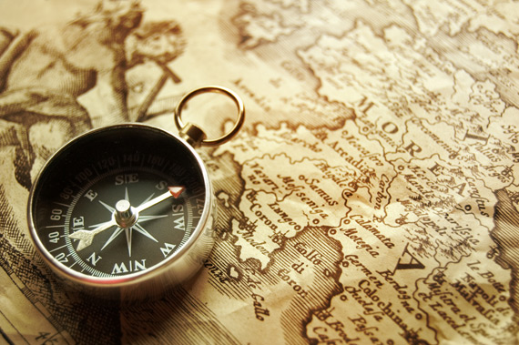 Antique Compass and Map