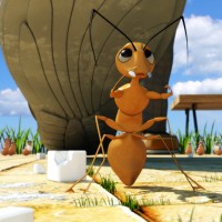 3d bee character and scene