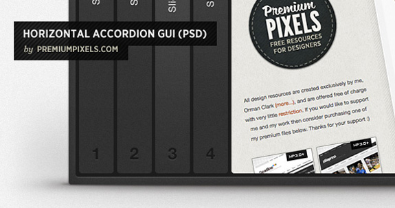 Horizontal Accordion Gui Psd, Open Source Web Design Resources