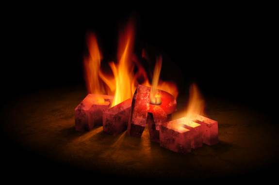 Fire, 3D Text in Photoshop
