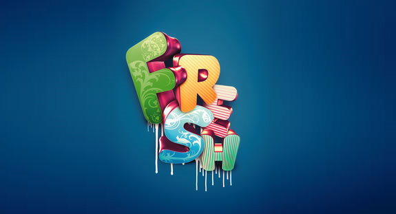 Fresh, 3D Text in Photoshop