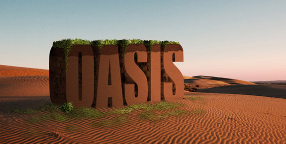 Oasis, 3D Text in Photoshop