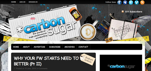 Carbon Sugar, Unique Blog Header Designs