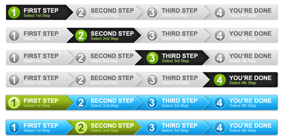 4 Steps Process Panel in 2 Colors