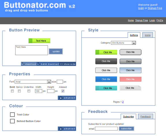 Butonator, Useful Sites for Web Designers and Developers