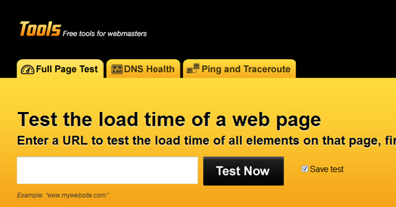 Pingdom, Test the load time of a web page