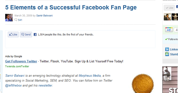 5 Elements of a Successful Facebook Fan Page