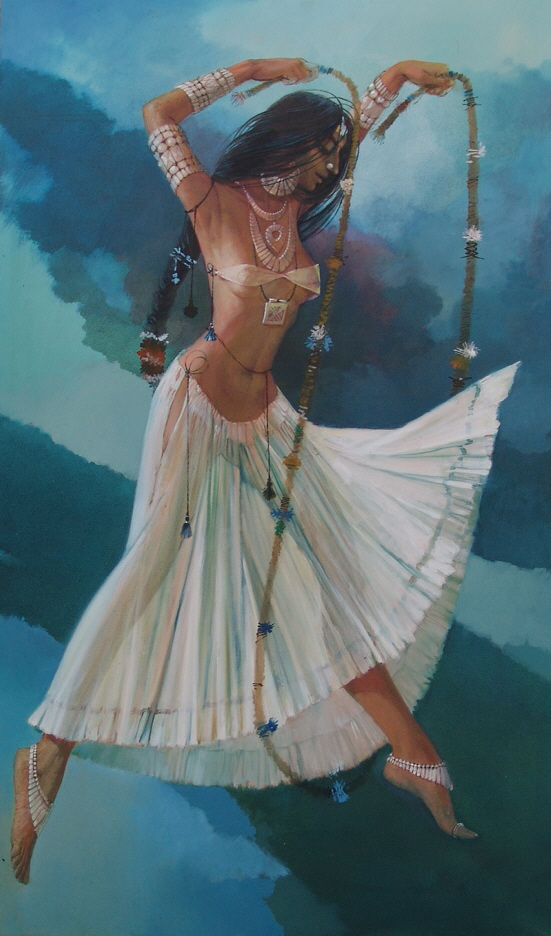 Skipping Girl, Female Figure Painting