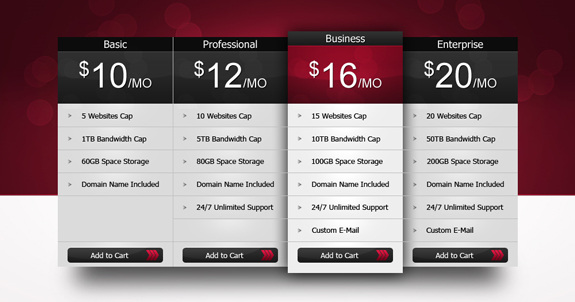 Professional Pricing Table PSD