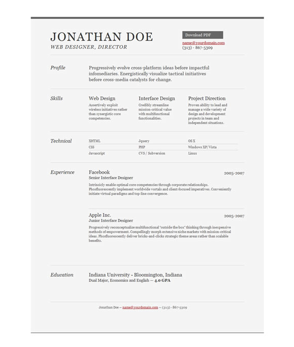 free professional online one page resume templates  u2013 the