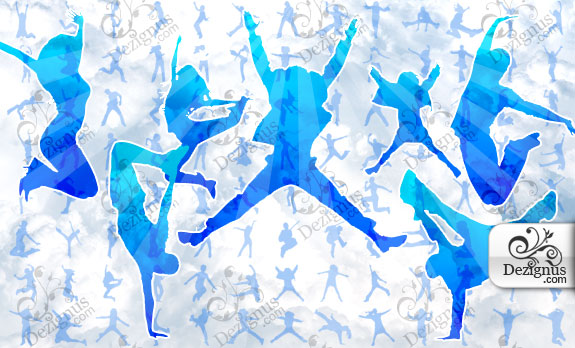 Jumping People Silhouettes (vector)