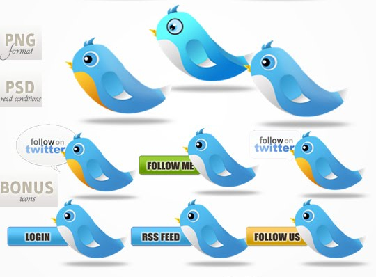 Twitter Bird Icon Set