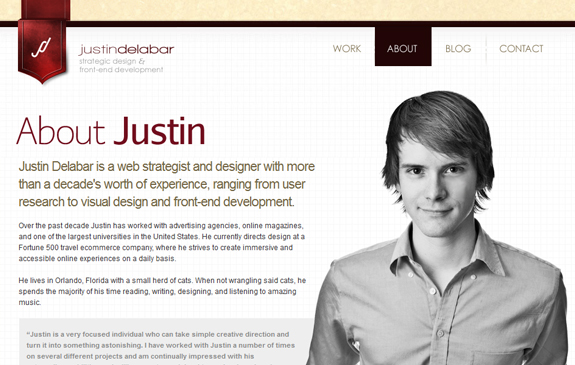 Justin Delabar - About Page Design