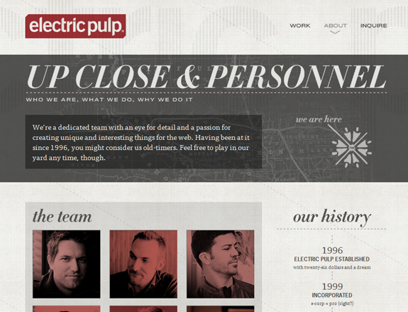 Electric Pulp - Team Page Design