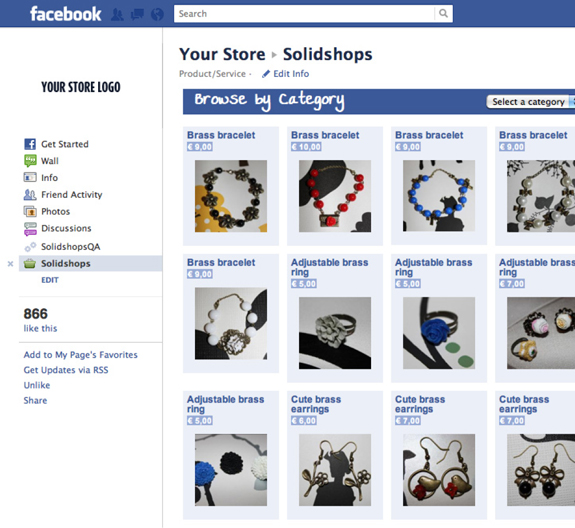 This is what a finished Facebook store will look like:
