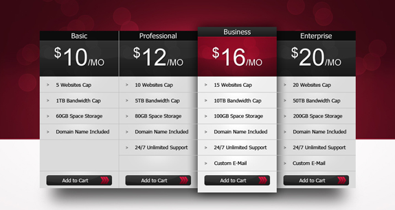 Freebie: Professional Pricing Table ( PSD )