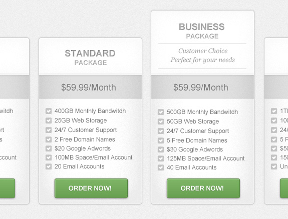 Clean & Simple Pricing Table PSD