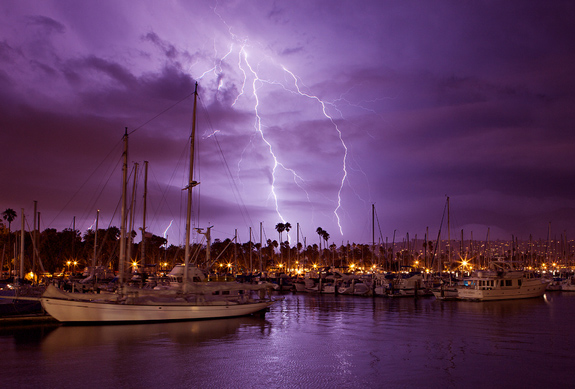 Lightning Photography - Behind Santa Barbara Harbor