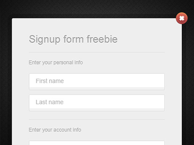 Simple modal sign up form