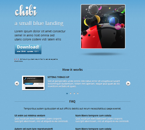 small blue landing page