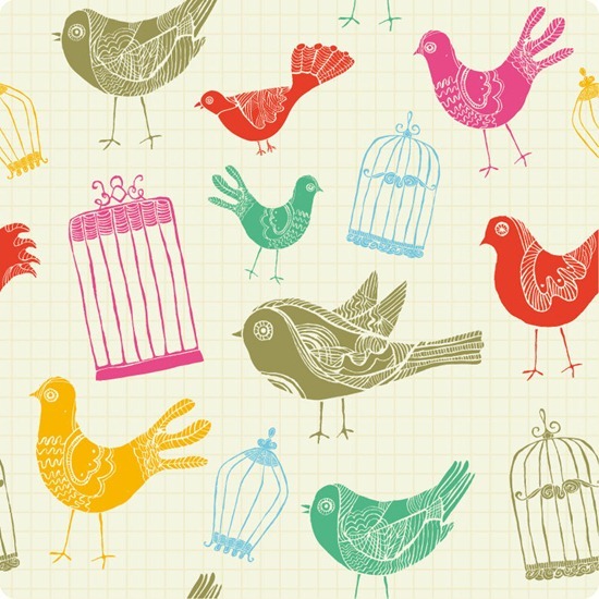 Seamless Background with Birds and Birdcages
