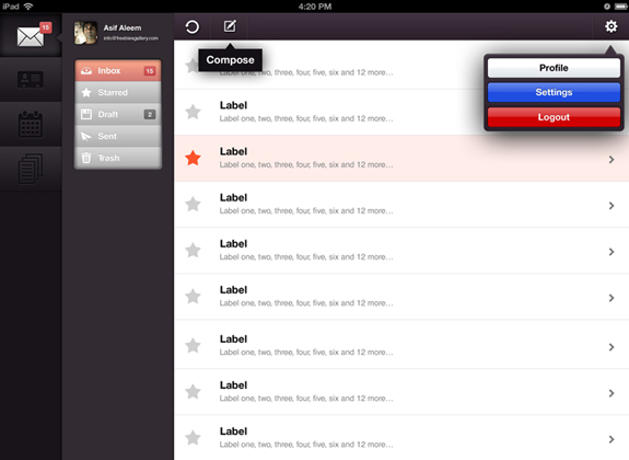 iPad App Design – Email Client  