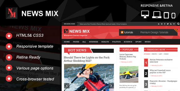 News-mix Responsive Magazine WordPress Theme