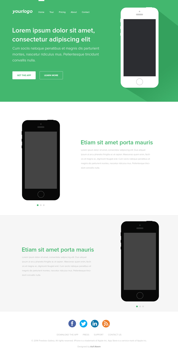 Free Mobile App Landing Page Template